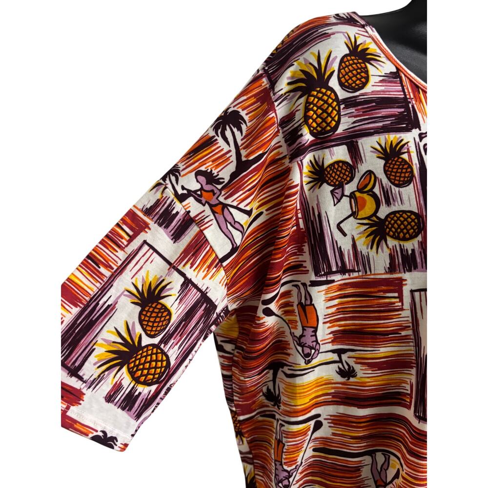Lularoe Irma Tunic Top Pineapple Tropical Print High Low Womens Large Surf New - Picture 3 of 9